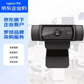 罗技（Logitech）C920e 企业级高清网络摄像头 高颜值主播电脑笔记本网课直播 内置麦克风 黑色【团单优惠】