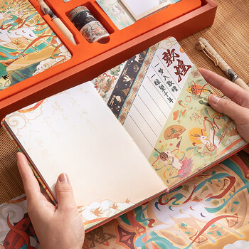 咔巴熊幼儿园毕业礼物国风创意手帐本  80张高颜值记事本加厚学生日记本 一梦入敦煌单本
