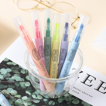 晨光文具荧光笔划重点小学生办公通用 彩色标记手绘手账笔记号笔6色单头6支AHMT3702刷题考试