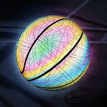 柏潮 鱼鳞反光篮球跨境成人pu吸湿材质夜光网红炫酷抖音7号蓝球批代发