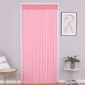 挂帘免打孔门帘隔断帘魔术贴门帘家用卧室遮光挡风防窥帘 3d双层粉色