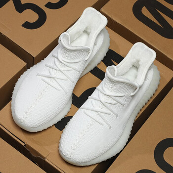 秋冬季加绒柏宜椰子鞋男350保暖纯白冰淇淋休闲软底棉鞋跑步鞋 蓝盒