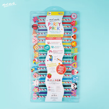 蒙玛特卡通铅笔彩铅儿童可爱铅笔带大头橡皮的铅笔幼儿园小奖品元旦MMKC0196速写马克笔绘画元旦文具礼盒