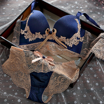 tixemaiv时尚高端本命年大红色结婚女士内衣女小胸聚拢无钢圈文胸套装