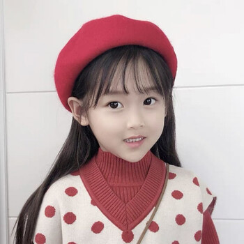 5wr 红色 贝雷帽 小童款2-7岁 46-54cm