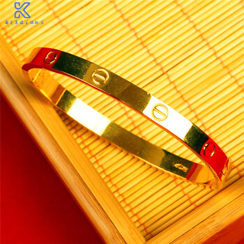 annora南非锡金手镯越南沙金女土暗扣金 结婚首饰假色镀金子饰品 6厘