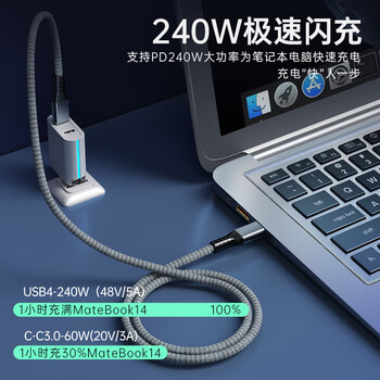 ULT-unite USB4全功能兼容雷电4线数据传输PD240W快充苹果iPhone17Promax华为笔记本电脑显示器8K投屏2米