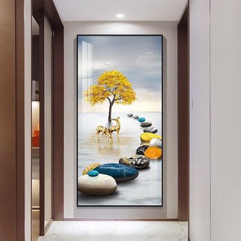 恋之屋玄关装饰画入户玄关挂画高级感现代简约竖版走廊过道壁画 石来