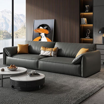 由牧极简风i大象耳朵皮沙发客厅直排意式ns轻奢风原版小户型整装沙发