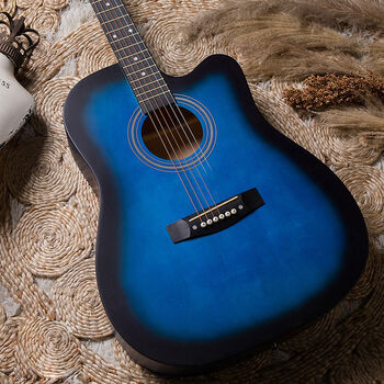 网红吉他初学者吉他男女生新手成人民谣吉他它乐器 40寸-化蓝色 配件