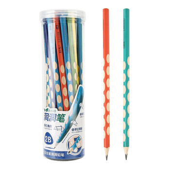 晨光（M&G）文具HB洞洞铅笔30支小学生开学练字铅笔儿童正姿三角杆沾顶易抓握 AWP30718 【升级彩杆】30支2B
