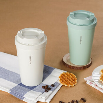 乐扣乐扣（LOCK&LOCK）遇见元气保温保冷咖啡杯弹跳盖男女颜值水杯LHC3271BEG白色400ML