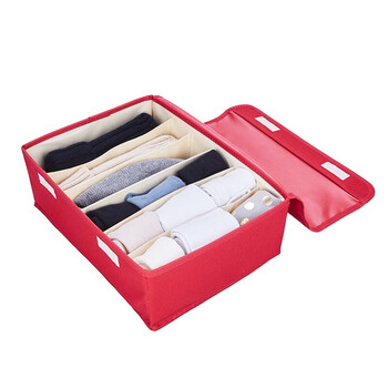 安巢安巢 百纳箱/内衣6格收纳盒红色 AJ288 