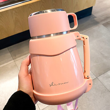 保温杯杯盖可喝水大肚水杯316大容量杯子女士高颜值便携户外粉色1100