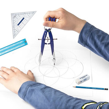 施德楼（STAEDTLER）中车圆规 精准锁距工程绘图工具套装 金属机械制图学生考试用铅芯款圆规-粉紫色55600-N2