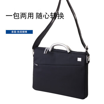 乐上（LEXON）手提包男15.6英寸笔记本包电脑包公事包时尚休闲公文包蓝黑色