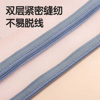 得力（deli）双层网纱拉链袋文件袋一年级文具袋透明学科分类袋 试卷作业科目袋 5科混装