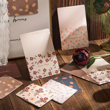 狮洛德 母亲节复古贺卡6张表白生日祝福卡毕业礼物装饰卡邀请留言卡片礼物装饰碎花系列带信封