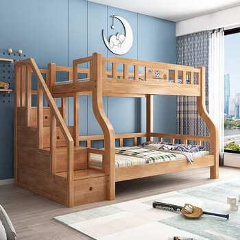 鼠来宝 全实木上下床双层床大人儿童子母床成年宿舍上下铺木床橡胶木