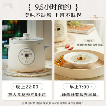小熊（Bear）电炖锅电炖盅婴儿辅食锅煮粥锅煮粥神器紫砂锅燕窝炖锅白瓷炖锅 DDG-E15K2