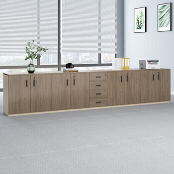 森菲亚办公柜矮柜木质文件柜办公室茶水柜员工带锁储物柜 两门四抽