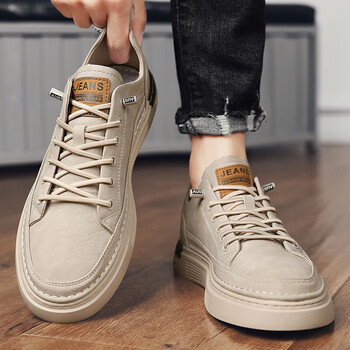 富贵鸟(fgn)男鞋休闲皮鞋白色青中年软底小白鞋夏季新款男士内增高男