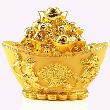 伊莱科大号龙凤呈祥聚宝盆摆件金元宝存钱罐铺酒柜装饰开业礼品xhy