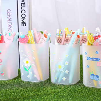 誉禾创意简约清新笔筒透明学生圆形笔桶桌面文具收纳盒2个装 1215