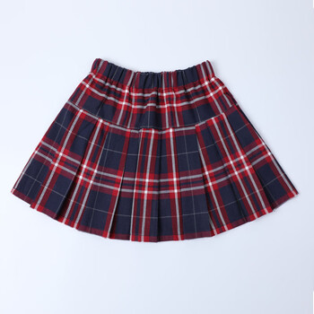 月琪女童校服短裙四季红格子百褶裙女孩半身裙中儿大童小学生格纹裙子