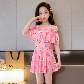 绿野客初中生泳衣女12一15岁儿童游泳衣女童小中大童韩国女孩连体裙式