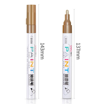 得力（deli）2.0mm轮胎修补油漆笔记号笔马克笔高光笔签字签到手绘涂鸦 清明扫墓石碑碑文笔防水12支 S558 金色