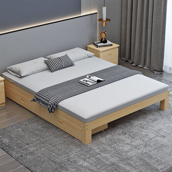 榻榻米床架现代简约实木床15m单人床矮床无床头床架子无靠背床1m30高