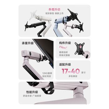 Brateck北弧 显示器支架 机械臂 电脑支架桌面夹式底座 大承重屏幕增高架E500粉17-40吋 悬空托臂适配卓威 Brateck北弧 显示器支架 机械臂 电脑支架桌面夹式底座 大承重屏幕增高架E500粉17-40吋 悬空托臂适配卓威