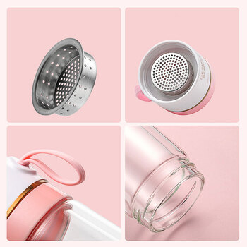 物生物(RELEA)茶水分离泡茶杯双层玻璃杯过滤加厚女大容量便携随手水杯子 JV011869-0300 物生物(RELEA)茶水分离泡茶杯双层玻璃杯过滤加厚女大容量便携随手水杯子 JV011869-0300