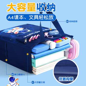 猫太子补课手提袋补习袋美术收纳袋小学生专用工具袋手提大容量儿童双肩书包学习袋手拎帆布袋开学季礼物