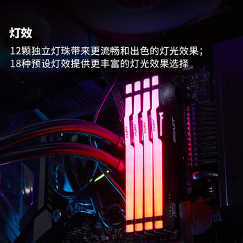金士顿 (Kingston) FURY 16GB DDR5 5600 台式机内存条 Beast野兽系列 RGB灯条 骇客神条