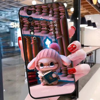 手机壳膜rep新款rea镜头全包防摔适用honor90p 黑-时间不语 手绳 软膜