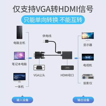 连拓  VGA转HDMI转换器带音频 高清视频转接头 华为小米笔记本连接电视机显示器投影仪 C320A