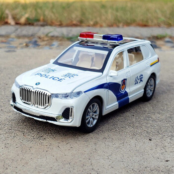 礼物132普拉多suv越野警车合金汽车模型公安车仿真车模声光回力玩具