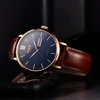 尼尚nesun进口机芯新款男士手表简约气质超薄防水星期双日历瑞士皮带