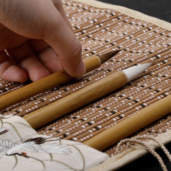 【全网低价，真便宜直播间】绍泽文化 文房四宝  竹布7袋笔帘（仙鹤） 毛笔收纳袋