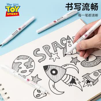 迪士尼（Disney）勾线笔美术黑色双头多用油性记号笔签字笔儿童学生描线绘画勾线笔10支/盒草莓熊DM21416T画画笔