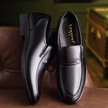 2020春秋款中年皮鞋男黑色商务正装爸爸鞋子男士休闲防滑软底透气黑色