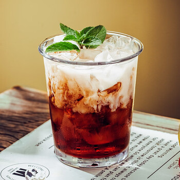 富久皇透明玻璃杯冰美式咖啡杯子风冷饮果汁杯加厚敞口杯牛奶饮料杯矮