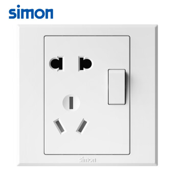 SIMON西蒙开关插座 5孔插座带开关 E3系列五孔插座单控 301086雅白色