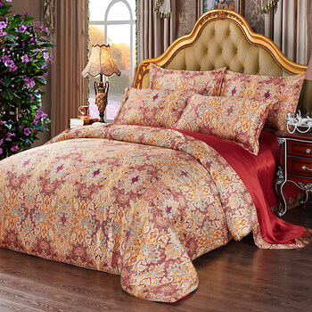 诗贝妮真丝四件套100桑蚕丝被套床单床笠丝绸床品套件皇家盛典15米