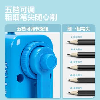 得力（deli）大口径手摇削笔机5档可调粗笔杆卷笔刀12mm大三角铅笔转笔刀削笔刀考试学生文具儿童生日礼物