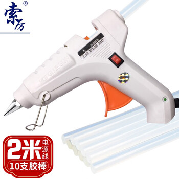 索厉 热熔胶枪大号10-80W胶棒用11MM 适用电脑组装/工艺维修/手工制作，带开关/标配10根胶棒/SL-RQ80(白色)