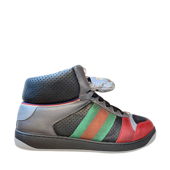 gucci古驰新款男士高帮脏脏鞋黑灰配色ct拼色英码85