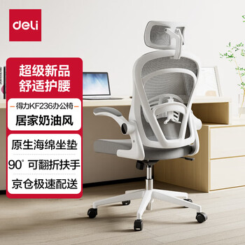 得力(deli)KF236家用办公椅 折叠学习椅 人体工学椅学生宿舍电竞椅 白 得力(deli)KF236家用办公椅 折叠学习椅 人体工学椅学生宿舍电竞椅 白